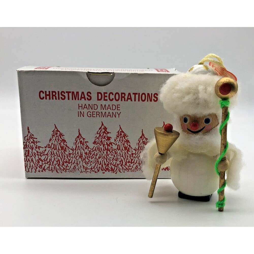 VINTAGE Steinbach WHITE WIZARD Christmas Ornament  Staff Bell Fur Cape w/Box